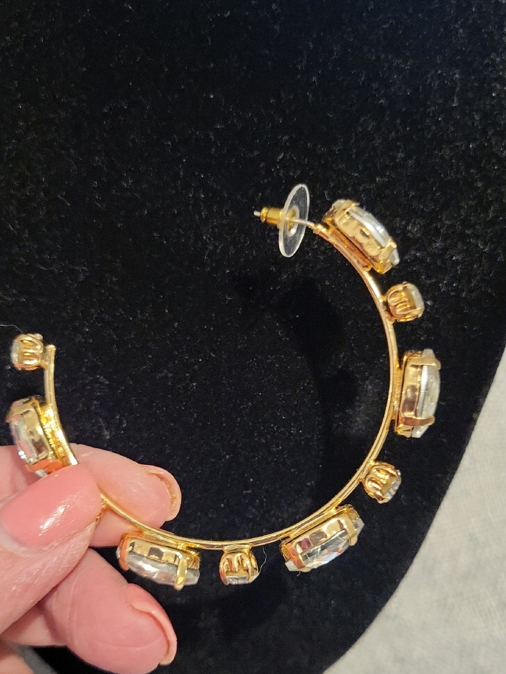 International Concepts Large Goldtone Jeweled Hoop Earrings - Picture 3 of 4